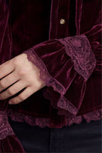 Ruffled Velvet Lace Victorian Blouse