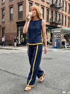 Inara | Sleeveless Top Wide Leg Contrast Pants Set