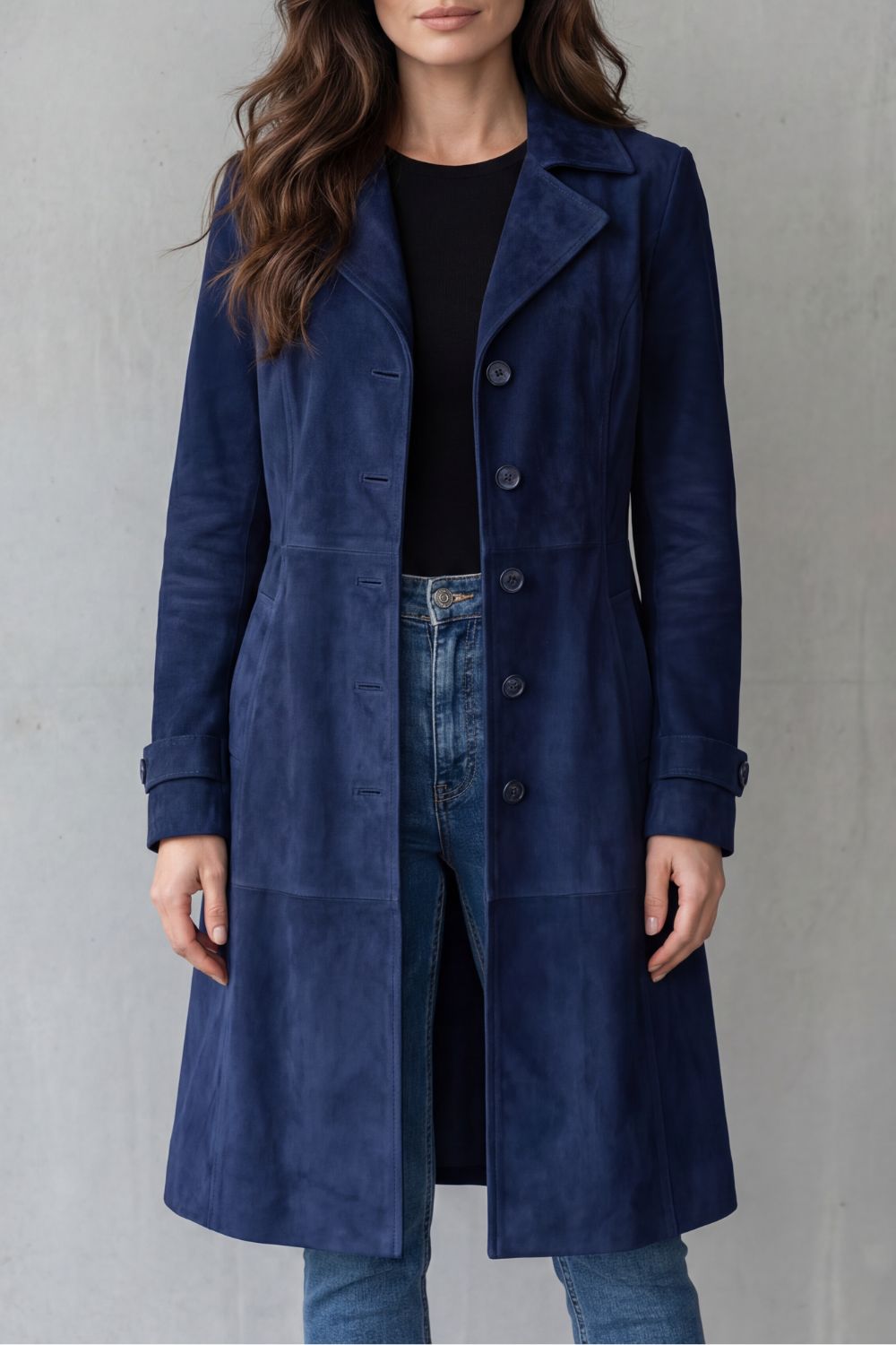 Vintage suede finish | Longline coat