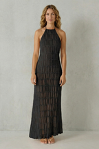 Modern Texture Women’s Backless Sculpted Texture Maxi Dress
