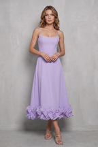 Romantic Ruffle Hem Sleeveless Midi Dress