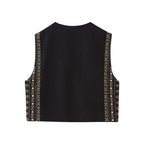 Celestia | Women's Vest with Open Front and Embroidery