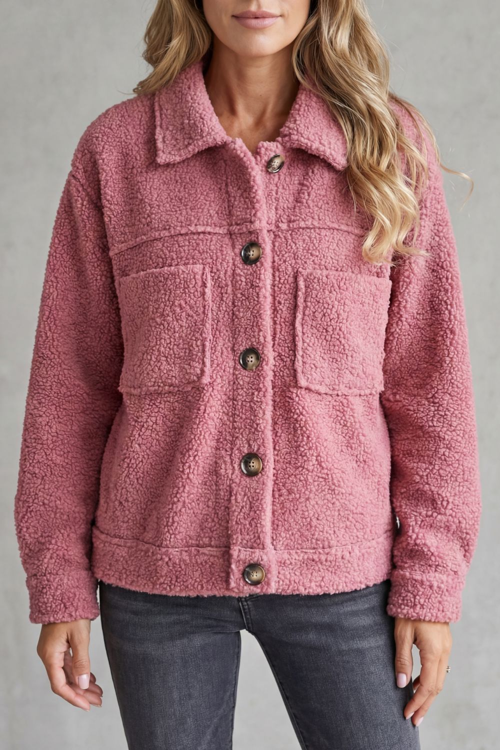 Textured fleece style | Button-up jacket