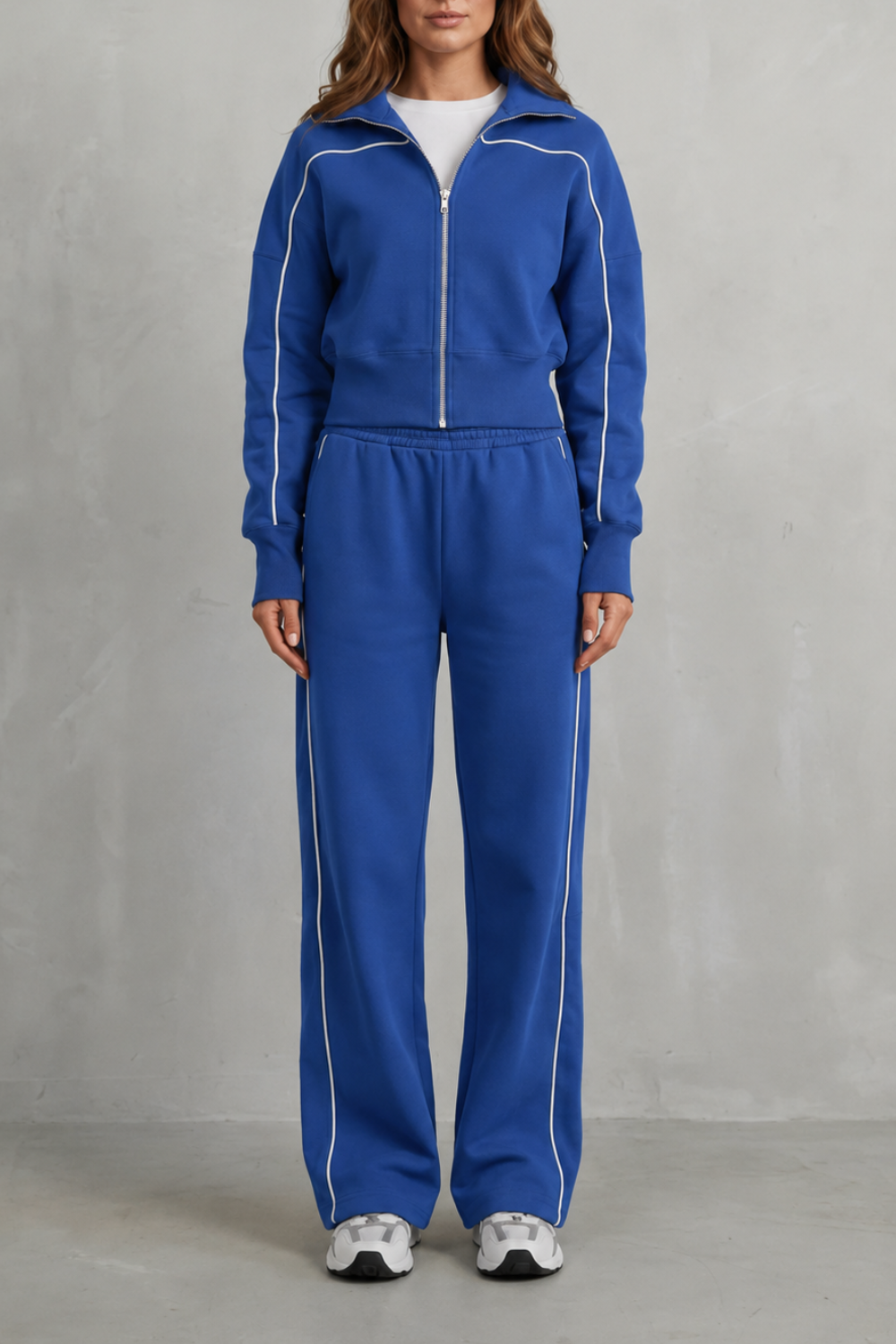 Urban Edge Piped Zip Jacket & Wide-Leg Pants Set