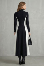 Sculpted Contrast Flow Turtleneck Dress