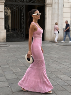 Valora | Spaghetti Strap Crochet Detail Maxi Dress