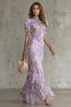 Romantic Floral Silhouette Maxi Dress