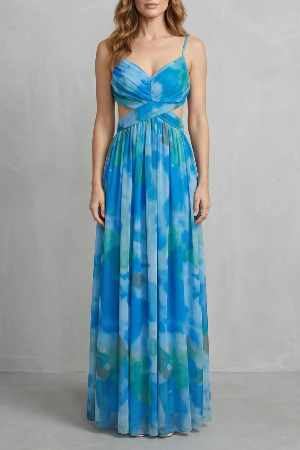 Watercolour Romance Sleeveless Maxi Dress