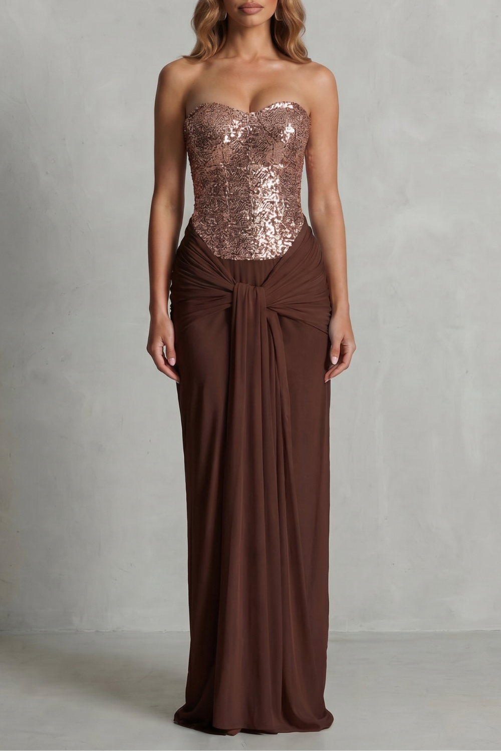 Draped Satin Elegance Maxi Dress