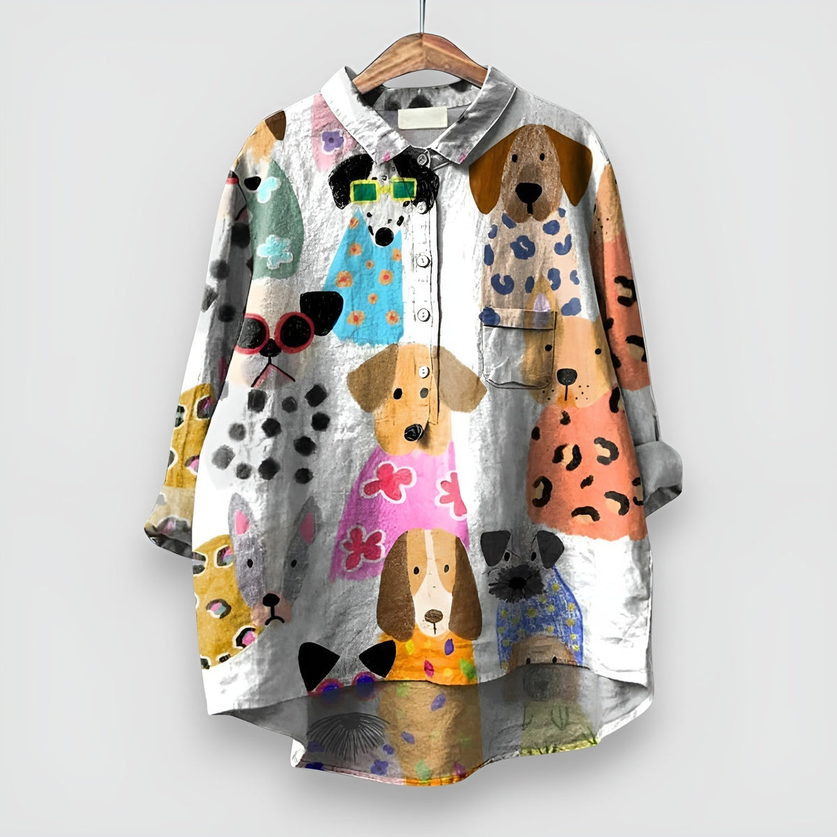 Women's Shirt with Dog Print - Multicoloured