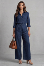 Soft Linen Finish Wide-leg Co-ord Set