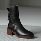Marcel | Black Leather Ankle Boots with Comfortable Heel