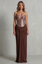 Draped Satin Elegance Maxi Dress