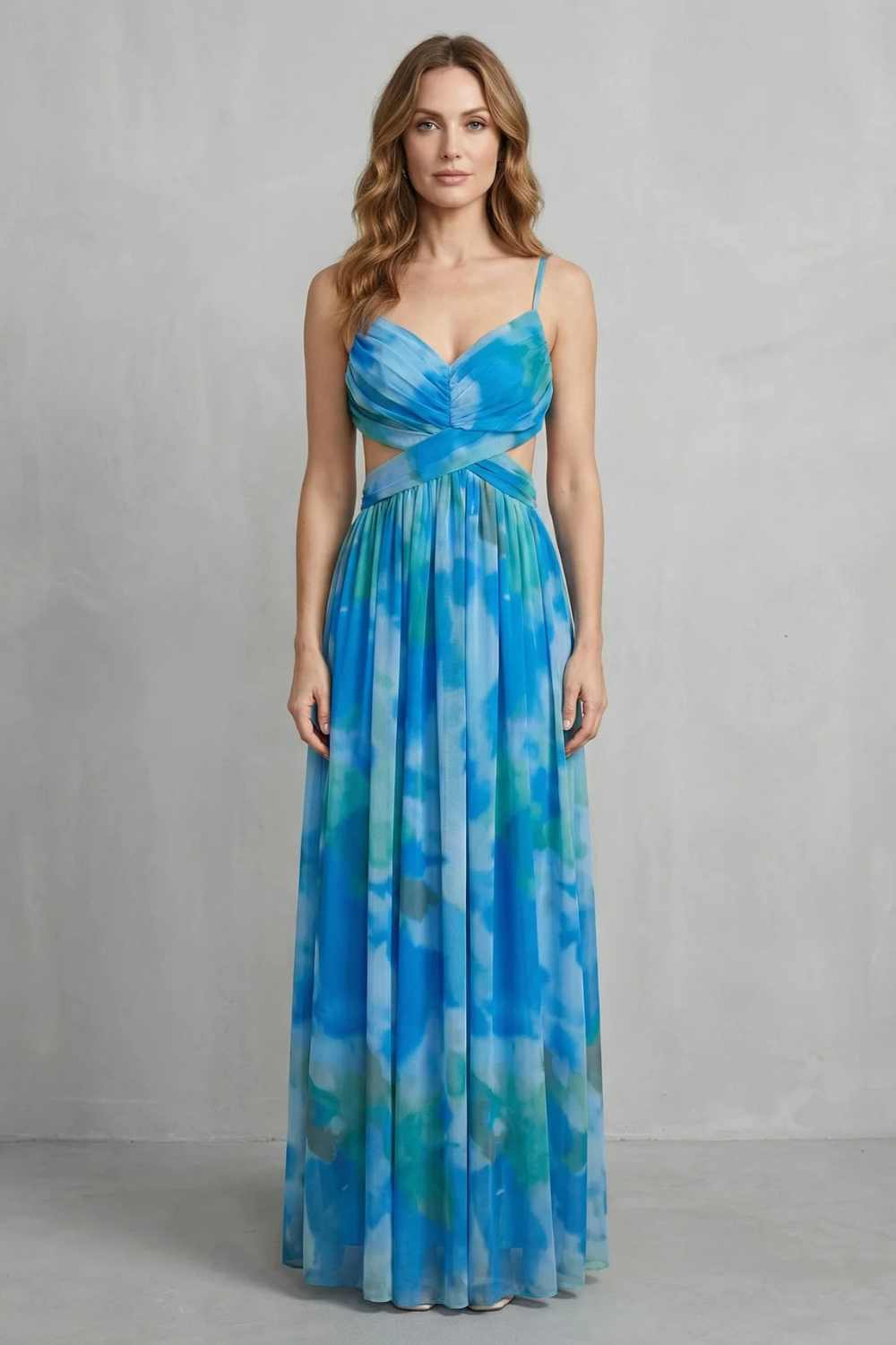 Watercolour Romance Sleeveless Maxi Dress