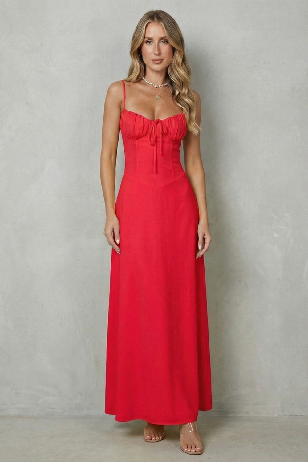 Soft Corset Charm Sleeveless Flowing Maxi Dress