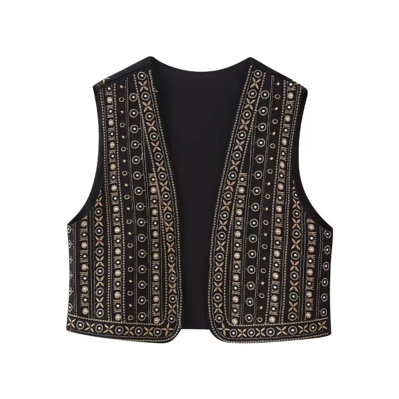 Celestia | Women's Vest with Open Front and Embroidery