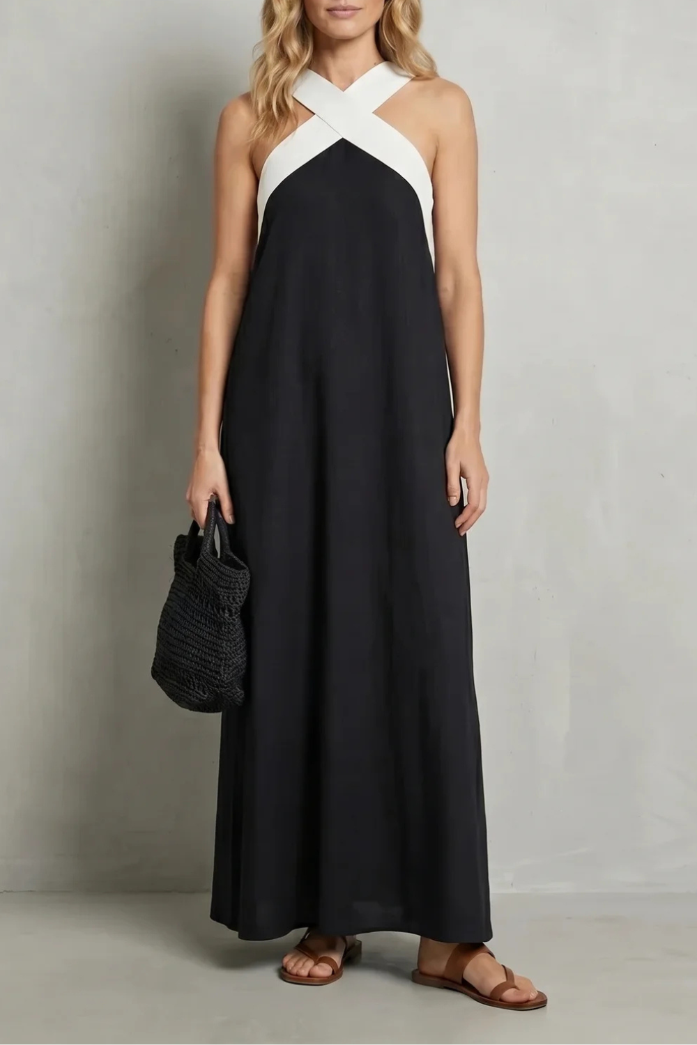 Cross-halter Elegance Maxi Dress