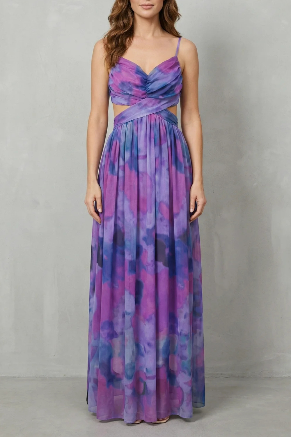 Watercolour Romance Sleeveless Maxi Dress