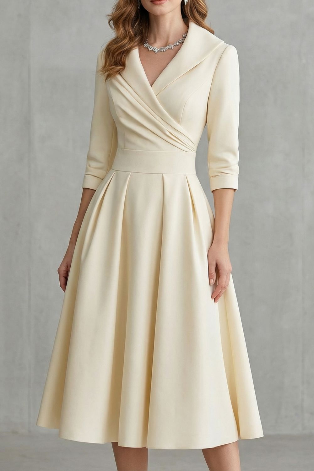 Draped Collar Elegance Midi Dress