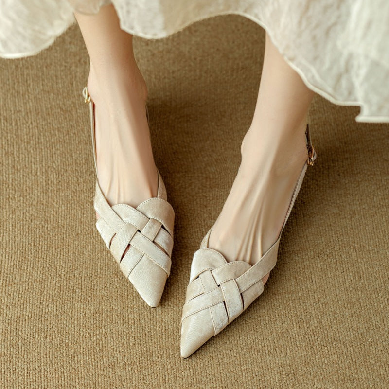 Kaelis Woven Leather Slingback Heels