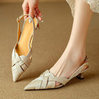 Kaelis Woven Leather Slingback Heels