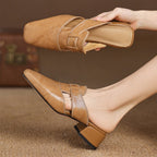 Rosel Square-Toe Leather Mules