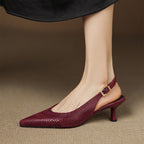 Céliane Pointed Leather Slingback Heels
