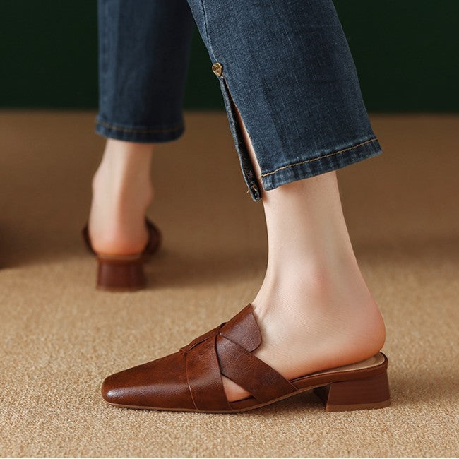 Caelis Square Toe Leather Mules