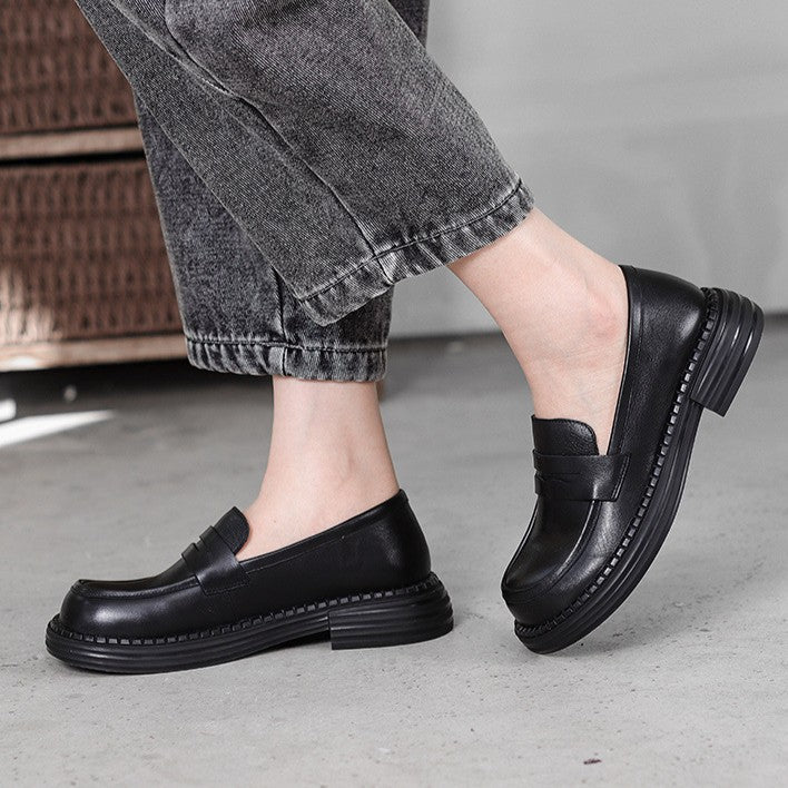 Demeris Leather Round-Toe Loafers