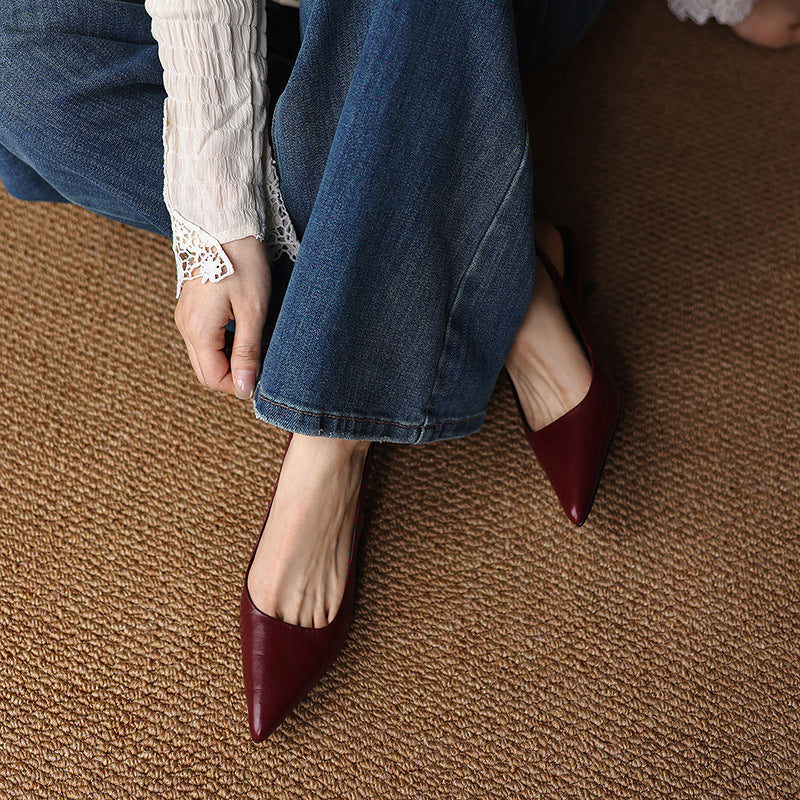 Maelle Lambskin Leather Slingback Heels