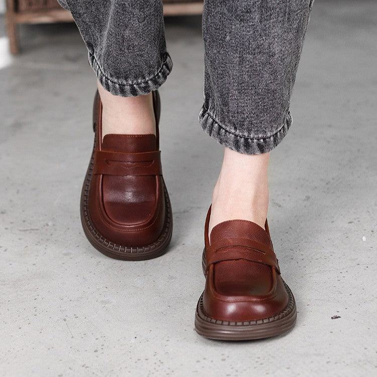 Demeris Leather Round-Toe Loafers