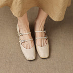 Aurelle Dual Strap Leather Mary-Janes