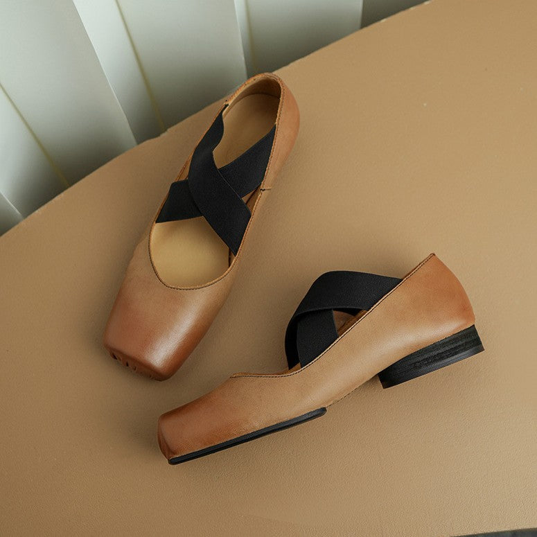 Calira Square Toe Leather Ballets