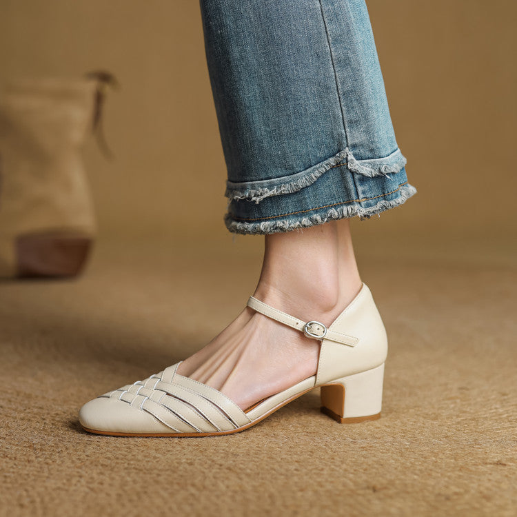 Marais Woven Leather Heels
