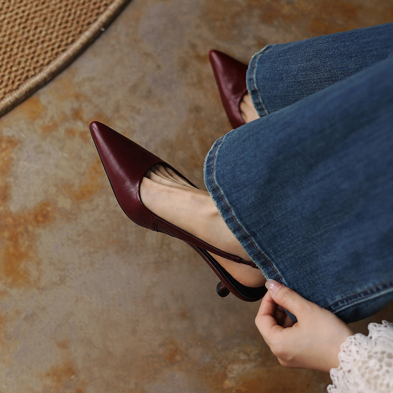 Maelle Lambskin Leather Slingback Heels