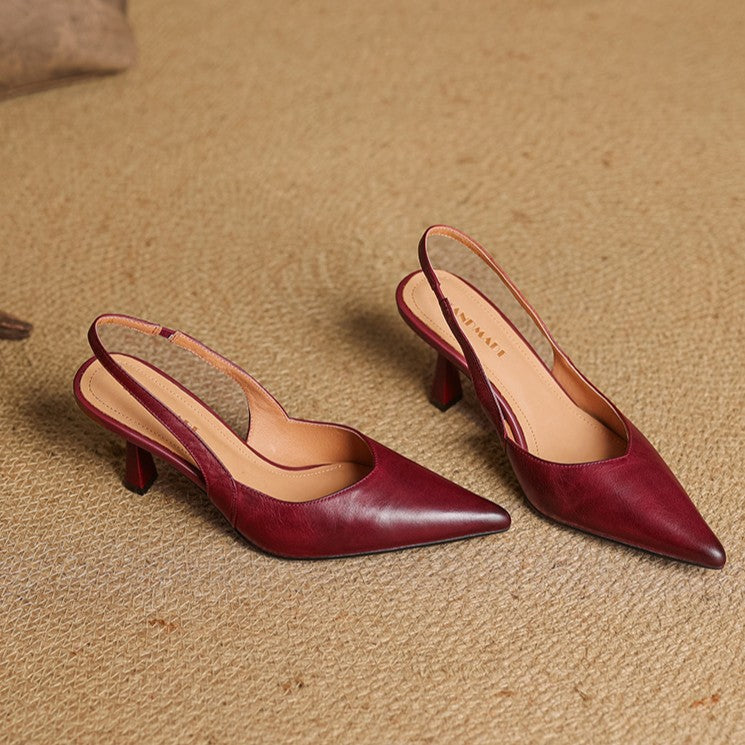 Aurel Slingback Leather Heels