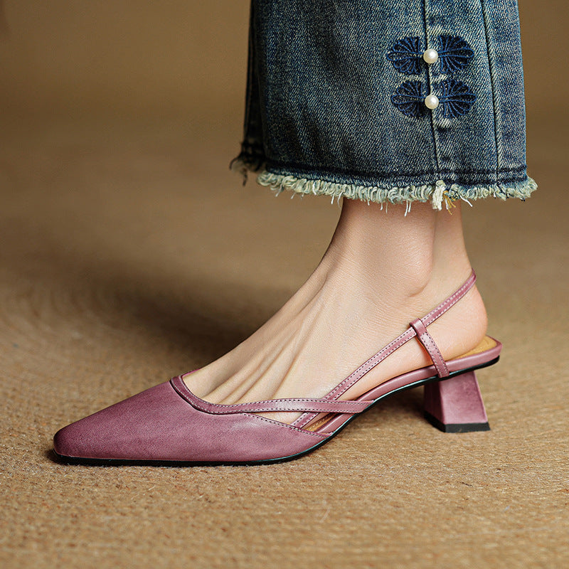 Velune Slingback Leather Heels