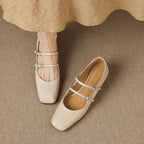 Aurelle Dual Strap Leather Mary-Janes