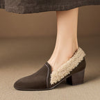 Caldena Shearling Leather Heels