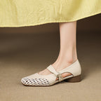 Caelia Woven Leather Mary Janes