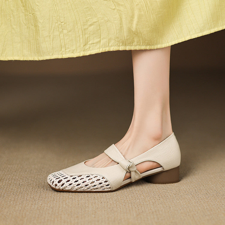 Caelia Woven Leather Mary Janes