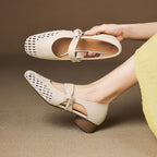 Caelia Woven Leather Mary Janes