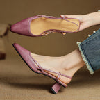 Velune Slingback Leather Heels