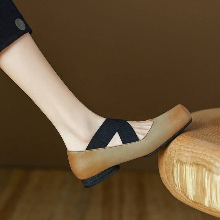 Calira Square Toe Leather Ballets
