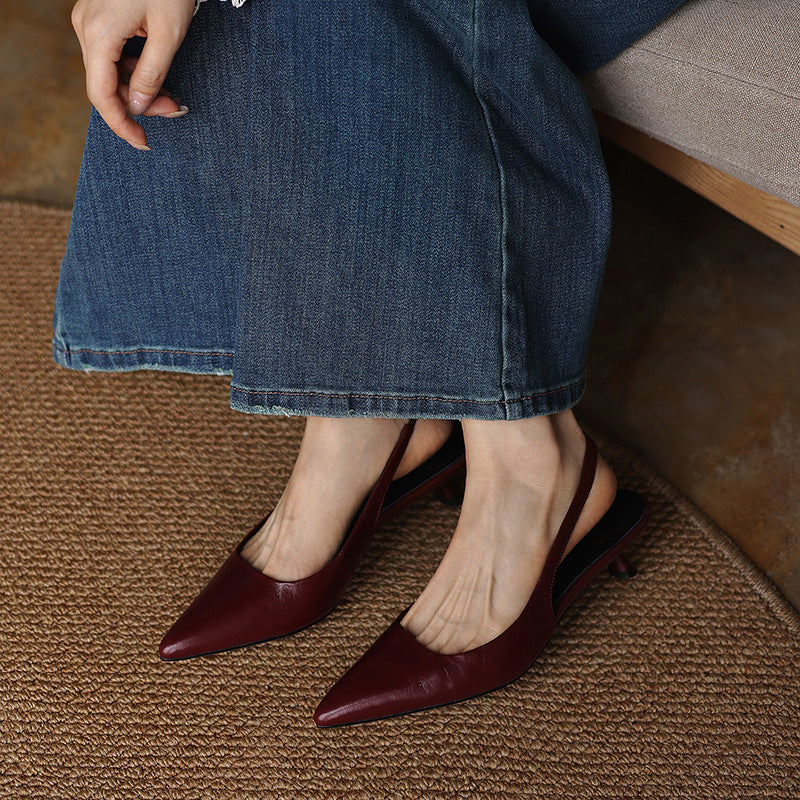 Maelle Lambskin Leather Slingback Heels