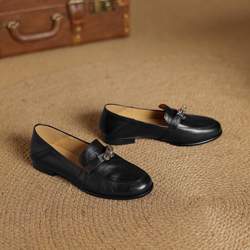 Corren Lock Accent Leather Loafers