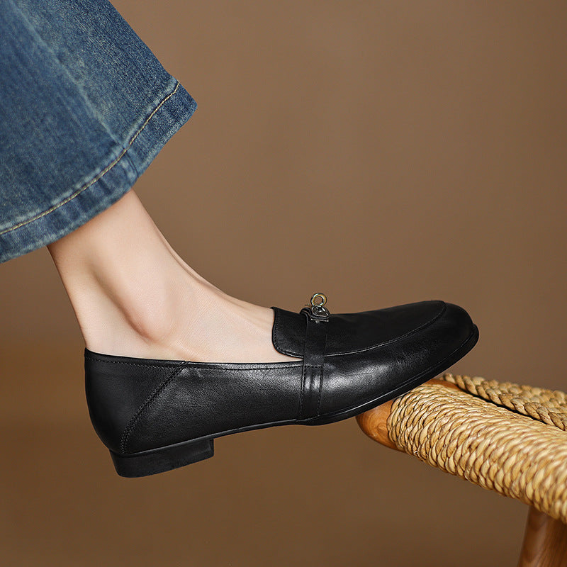 Corren Lock Accent Leather Loafers