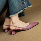 Velune Slingback Leather Heels