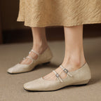 Aurelle Dual Strap Leather Mary-Janes