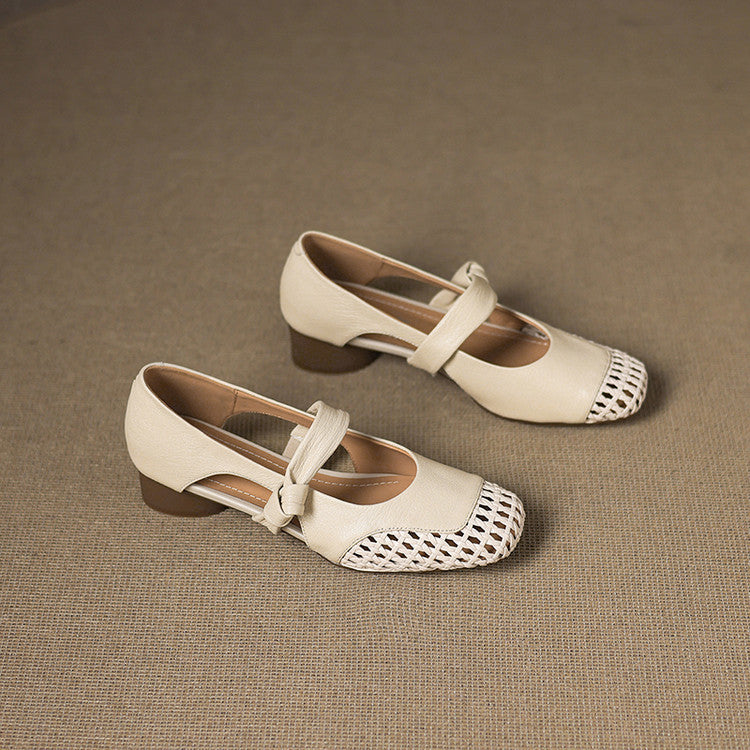 Caelia Woven Leather Mary Janes